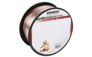 Cable OFC para altavoz de  2x 1.50mm² en bobina de 25 m transparente