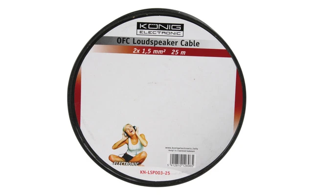 Cable OFC para altavoz de  2x 1.50mm² en bobina de 25 m transparente