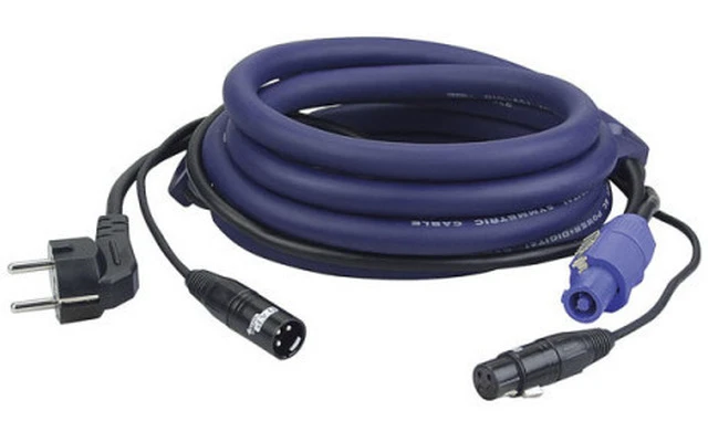 Cable de alimentación Schuko/Powercon + señal Dmx 15m