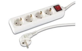 BASE MÚLTIPLE - 4 TOMAS - CON INTERRUPTOR - CABLE: 3 m - TOMA DE TIERRA LATERAL