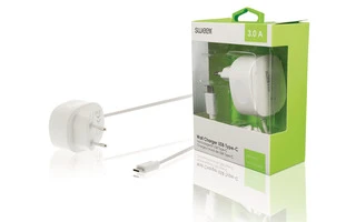 Cargador de Pared con Cable USB-C Fijo, Color Blanco - Sweex CH-005WH