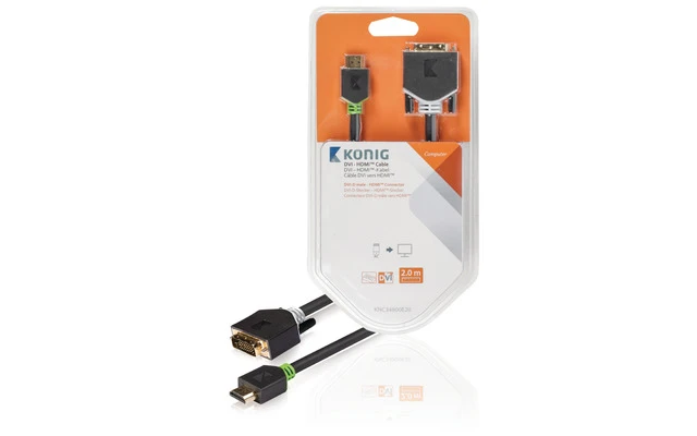 Cable DVI - HDMI de DVI-D macho a Conector HDMI de 2,00 m en gris