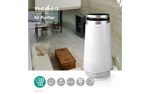 Purificador de Aire - 20 m2 - 35 Vatios - Nedis AIPU100CWT