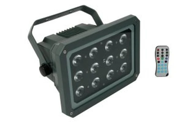 Foco LED para el uso en exteriores - 12 LEDs RGB 3W - Mando Incluido