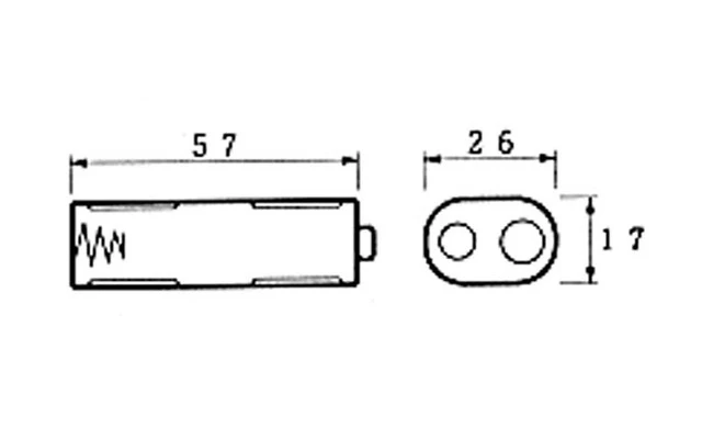 Portapilas para 2 Pilas AA (con terminales Clip)