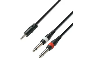 Adam Hall Cables K3YWPP0600 - Cable de Audio de Minijack 3,5 mm estéreo a 2 Jacks 6,3 mm mono