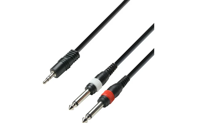 Adam Hall Cables K3YWPP0600 - Cable de Audio de Minijack 3,5 mm estéreo a 2 Jacks 6,3 mm mono