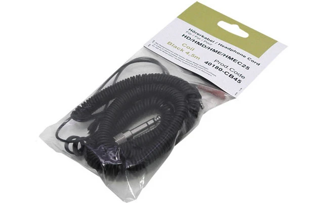 Cable espiral para Sennheiser HD 25 - Negro 4.5 m