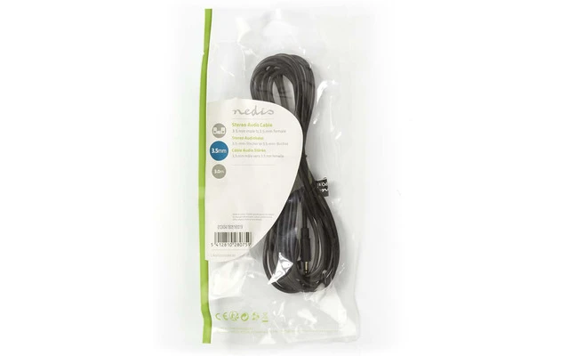 Cable de Audio Estéreo - Macho de 3,5 mm - Hembra de 3,5 mm - 3,0 m - Negro