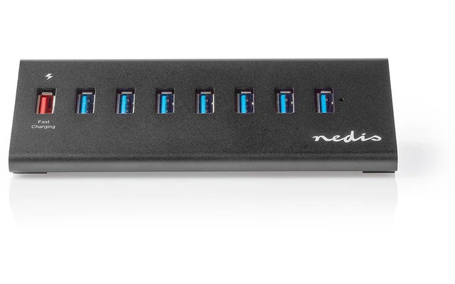 Concentrador USB - 8 Puertos - Alimentación USB 3.0 - QC3.0 - 5 Gbps