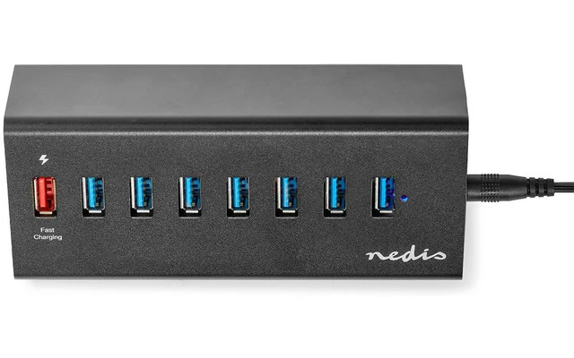 Concentrador USB - 8 Puertos - Alimentación USB 3.0 - QC3.0 - 5 Gbps