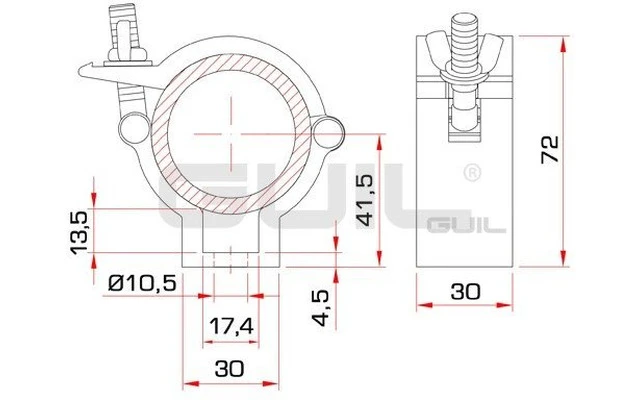 Guil ABZ-00/N - Abrazadera para tubo de ø 48 - 50 mm (aluminio) color Negro