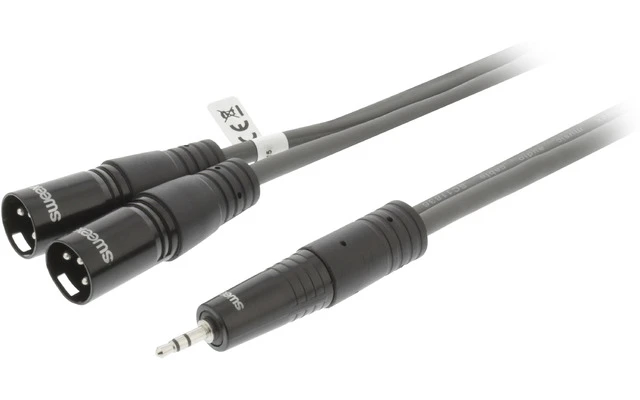 2x Cable XLR Estéreo Macho de 3 Pines - Macho de 3,5 mm y 3,0 m Gris Oscuro - Sweex SWOP15310E30