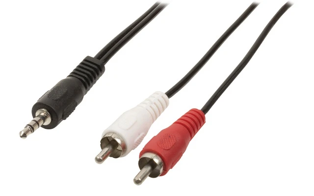Imagenes de Cable adaptador de audio jack estéreo de 3.5 mm macho - 2 RCA macho de 0.50 m en color negro - V
