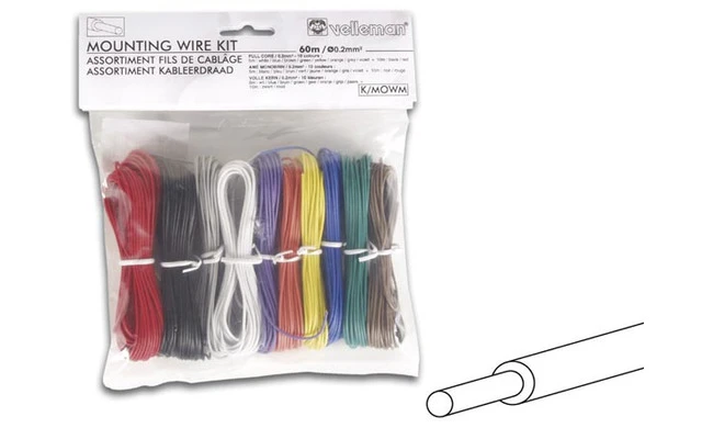 JUEGO DE CABLES - 10 COLORES - 60m - UNIFILAR