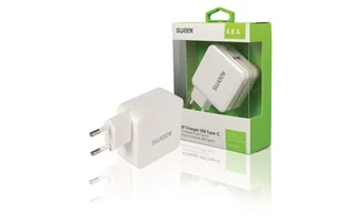 Cargador de Pared con 2 Salidas USB/USB-C de 4,8 A en Color Blanco - Sweex CH-015WH