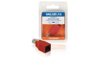 Adaptador de red, RJ45 macho - RJ45 hembra, rojo