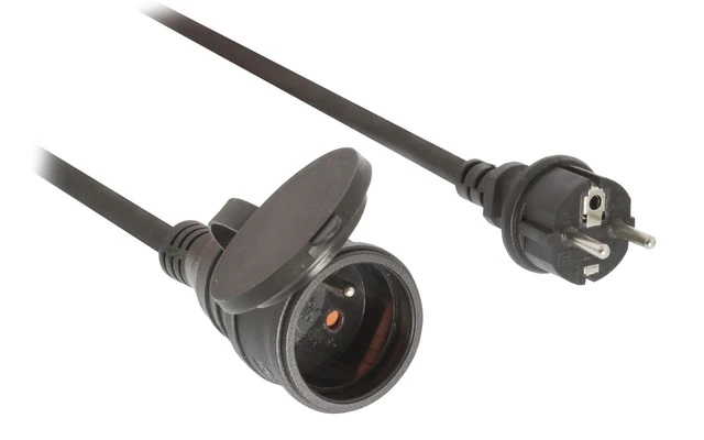Cable de Extensión de Alimentación 15 m H07RN-F 3G1.5 IP44 Negro - König ECN115F1BL
