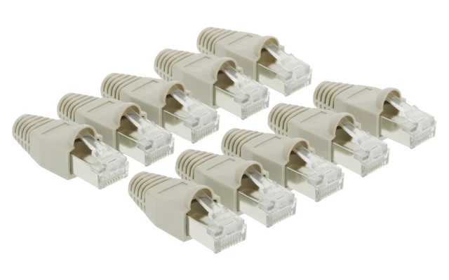 Conector de red RJ45 macho CAT5 con funda protectora gris, 10 unidades - Valueline VLCP89350E