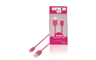 Cable Micro USB 2.0 USB A macho - Micro USB B macho de 1,00 m en color rosa - Sweex SMCA0202-09