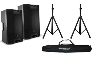 2x LD Systems ICOA 12 A + Pareja de trípodes de altavoz con funda de transporte