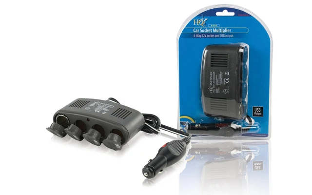 Repartidor de 4 vías de 12V + USB para coche