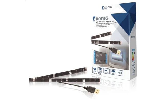 Luz ambiental mediante USB para el televisor en 2 cintas de 50 cm de luz de color RGB con contro