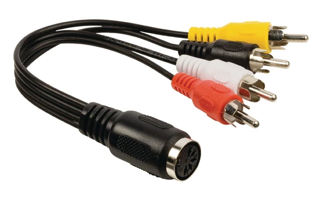 Cable adaptador de audio 4 RCA macho - DIN hembra de 5 pines de 0.20 m en color negro