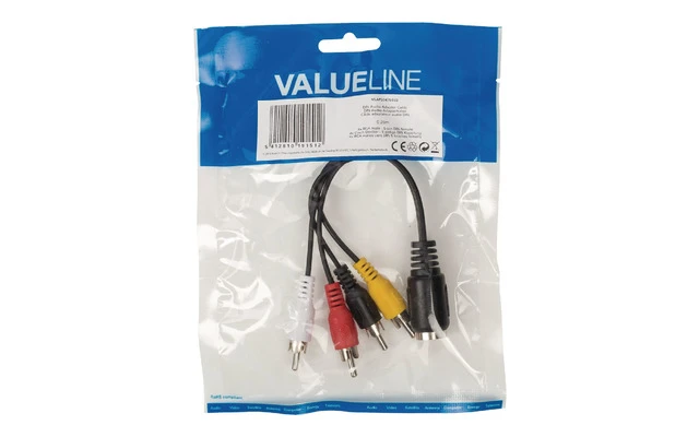 Cable adaptador de audio 4 RCA macho - DIN hembra de 5 pines de 0.20 m en color negro