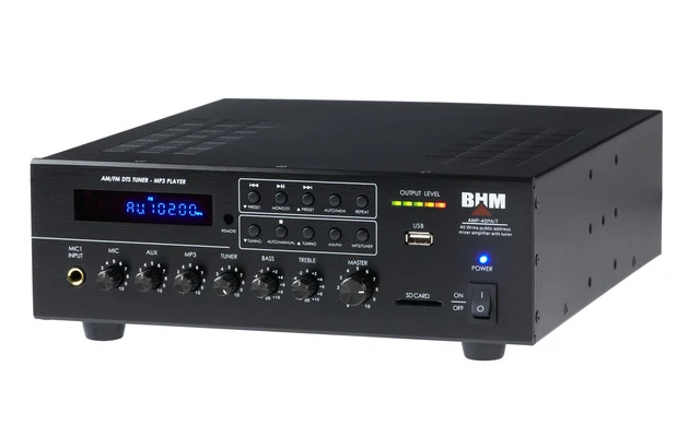 BHM AMP-40PA/T Amplificador de megafonía con USB, SD y radio