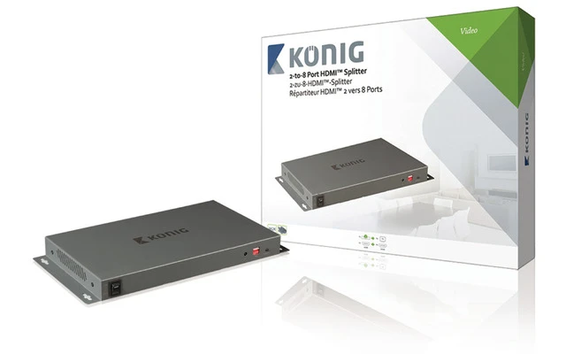 Divisor HDMI de 2 a 8 puertos con 2 entradas HDMI y 8 salidas HDMI