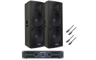 Disco Móvil 3000W Máx - 2x Mark MP 215 + VLP 1500 + 2x Cable SpeakOn - 5 metros