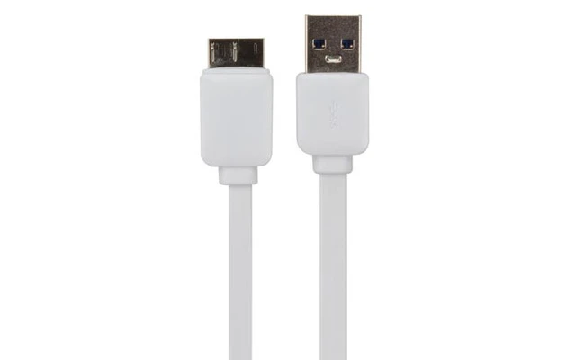 Cable USB 3.0 a Micro USB 3.0 - Plano - Color Blanco - 1 metro