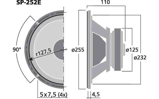 Monacor SP-252E Altavoz De Graves-medios 75 W 4 Ohm