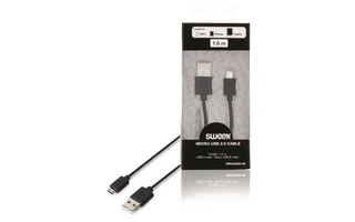 Cable Micro USB 2.0 USB A macho - Micro USB B macho de 1,00 m en color negro - Sweex SMCA0202-00