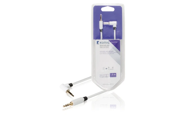 Cable de audio estéreo de 3,5 mm macho a macho en ángulo de 1,00 m en blanco - König KNM22600W10