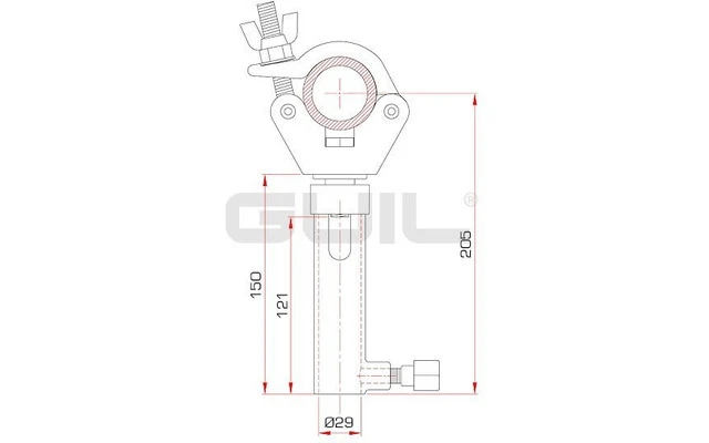 Guil ABZ-45 Abrazadera de aluminio con tubo para adaptador de 28 mm (Spigot)