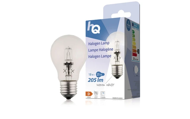 Bombilla halógena clásica GLS E27, 18 W, 205 lm, 2800 K