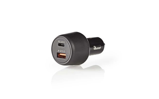 Cargador para Coche - 3,0 A - USB (QC 3.0)/USB-C - Power Delivery 30 W - Negro - Nedis CCPD30W10