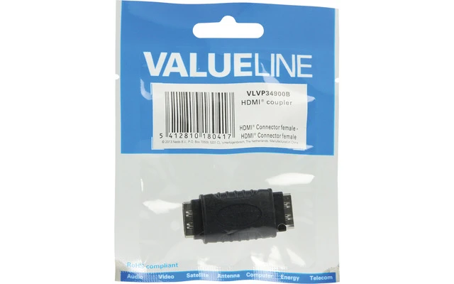 Acoplador HDMI con entrada HDMI - entrada HDMI en color negro