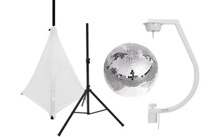 EUROLITE Set Bola de espejos 30cm con soporte y funda para trípode blanco