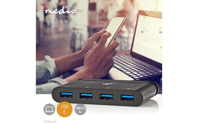 Adaptador USB - USB 3.2 Gen 1 - USB-C™ Macho - 4x USB-A