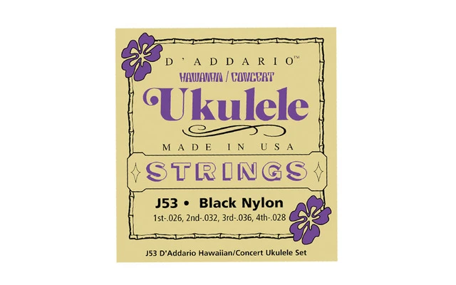 DAddario J53 Hawaiian Ukulele Black Nylon