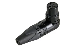 Neutrik - Conector XLR, 3 polos hembra, acodado, caja niquelada, contactos plateados - negro