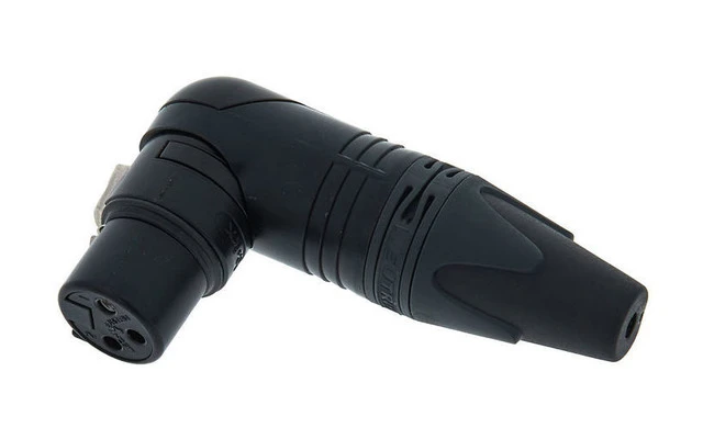 Neutrik - Conector XLR, 3 polos hembra, acodado, caja niquelada, contactos plateados - negro
