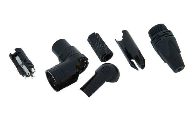 Neutrik - Conector XLR, 3 polos hembra, acodado, caja niquelada, contactos plateados - negro