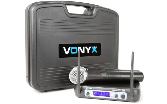 Vonyx WM512 Sistema inalámbrico VHF de 2 canales con micrófonos de mano y display