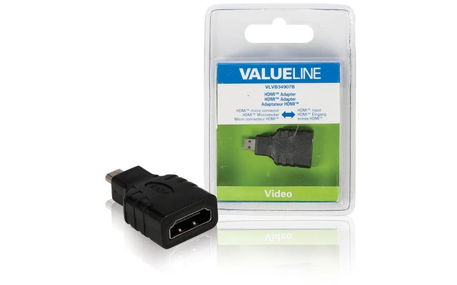 Adaptador HDMI con micro conector HDMI - entrada HDMI en color negro