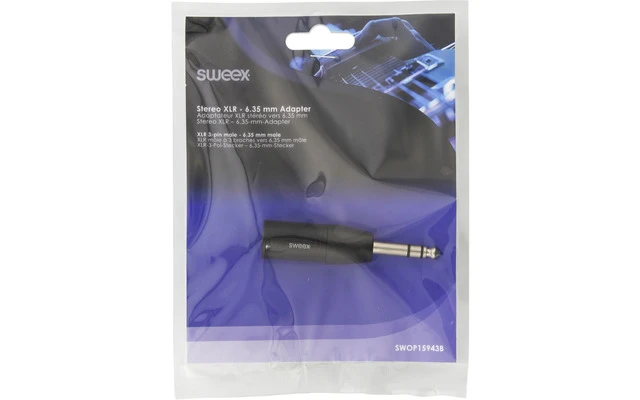 Adaptador XLR XLR 3-pin Macho - 6.35 mm Macho Negro - Sweex SWOP15943B