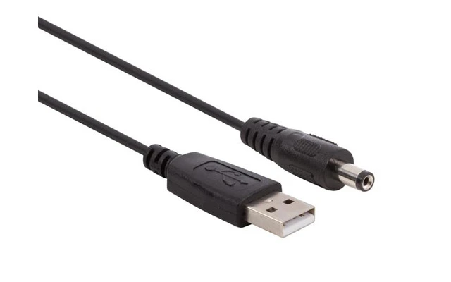 CABLE USB 2.0 - CONECTOR MACHO TIPO A A CONECTOR DC MACHO - 2.1 x 5.5 mm  - COLOR NEGRO - 1 m